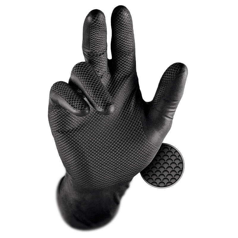 Grippaz Black Semi-Disposable Nitrile Gloves 