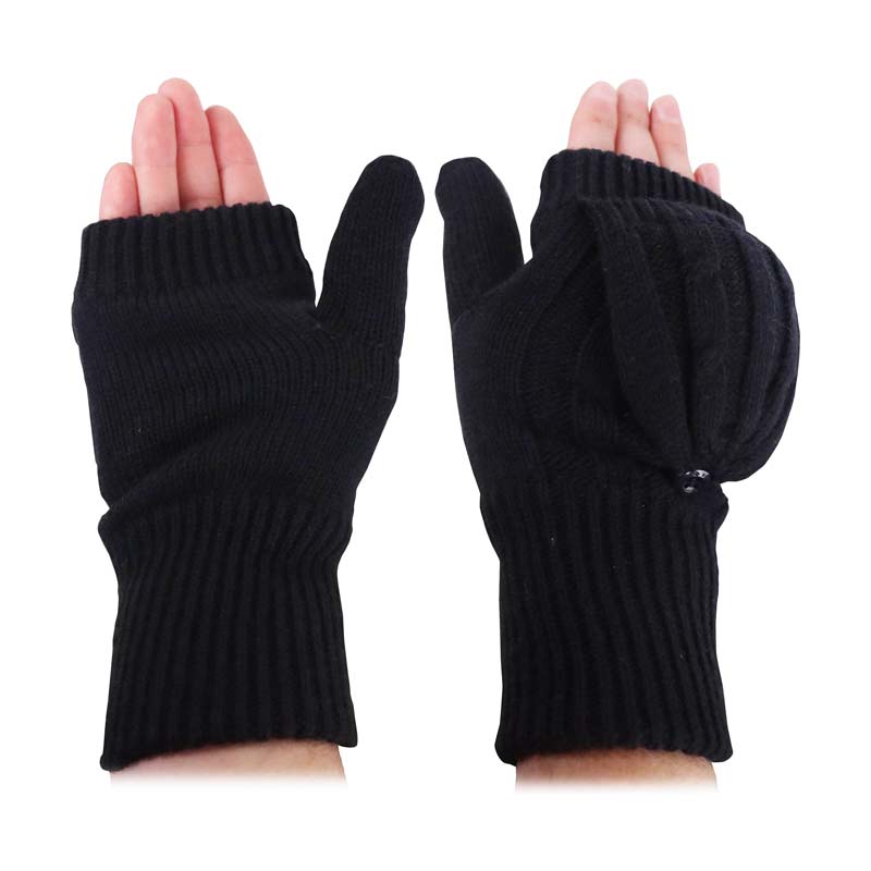 Heat Holders Ladies Navy Cable Knit Ash Converter Mittens