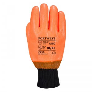 Portwest A450 PVC Hi-Vis Weatherproof Thermal Gloves