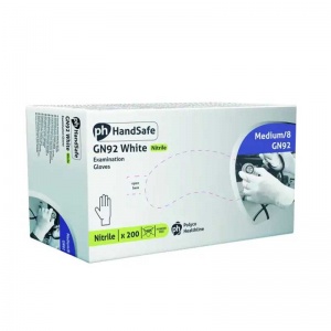 HandSafe GN92 Stretch Powder-Free White Nitrile Examination Gloves (Pack of 200)