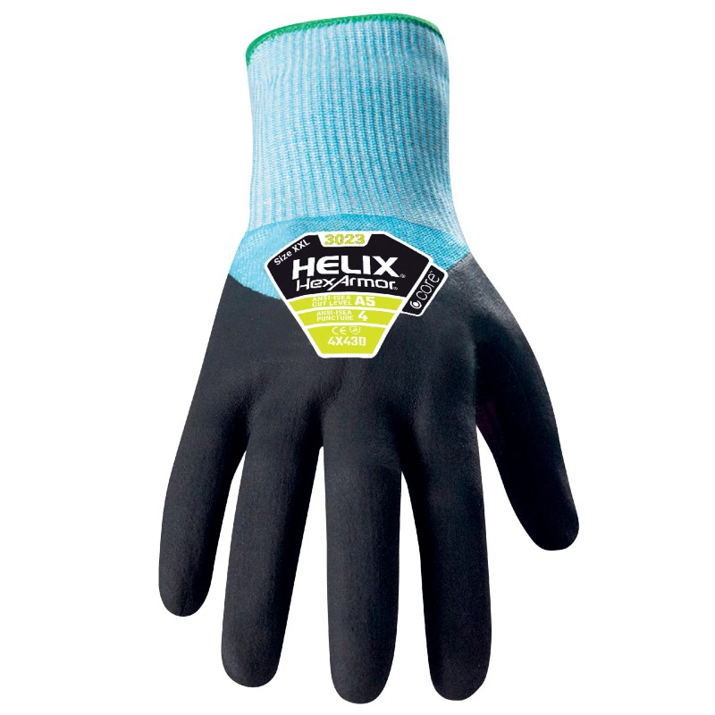 HexArmor Helix 3023 Cut Level D Nitrile-Coated Work Gloves