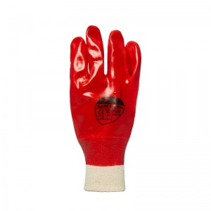 Polyco Red PVC Knit Wrist ''One Size'' Abrasion Resistant Handling Gloves