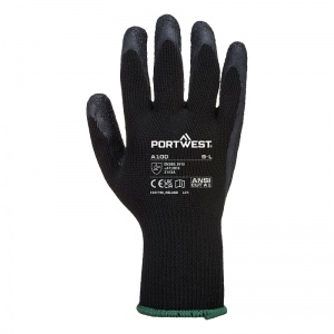 Portwest A100 Black Latex Grip Gloves