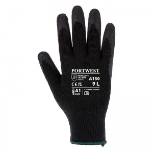 Portwest A150 Black Latex Grip Gloves