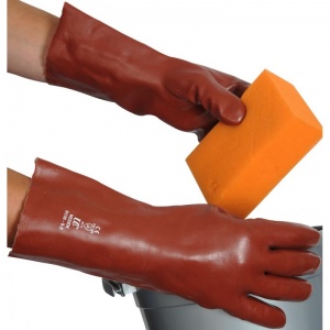 UCi R135 Red PVC Gauntlet-Style Waterproof Handling Gloves