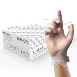 Unicare  GS006X-A Clear Vinyl Disposable Medical Gloves