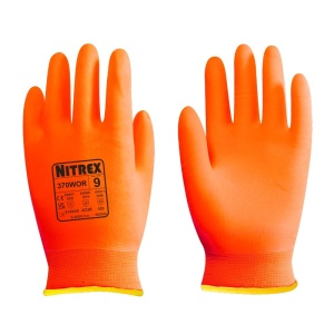 Unigloves Nitrex 370WOR Orange Hi-Vis Nitrile Foam-Coated Thermal Work Gloves