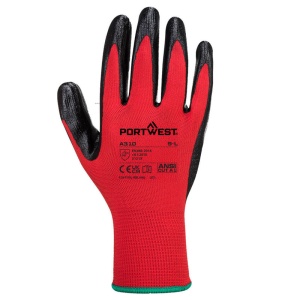 Portwest A310 Flexo Grip Nitrile Red and Black Gloves