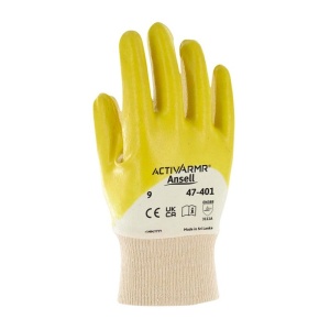 Ansell ActivArmr 47-401 Nitrile-Coated Yellow Work Gloves