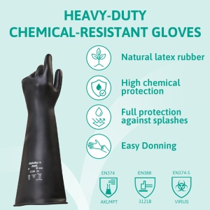 Ansell AlphaTec 87-104 Chemical-Resistant Latex Gauntlet Gloves