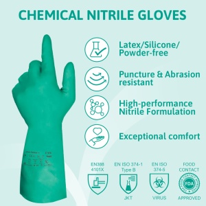 Ansell AlphaTec Solvex 37-675 Nitrile Chemical-Resistant Gauntlets