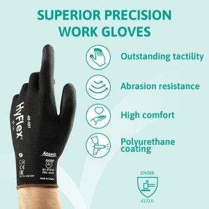 Ansell HyFlex 48-101 Abrasion-Resistant Precision Gloves