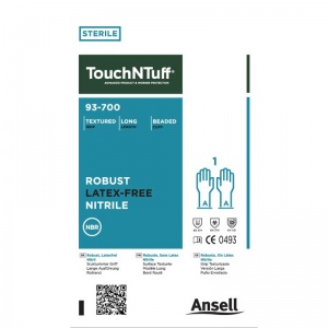 Ansell TouchNTuff 93-700 Disposable Long-Cuffed Sterile Nitrile Gloves (Pack of 10 Pairs)