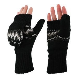 Heat Holders Ladies Black Jacquard Heather Converter Mittens