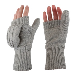 Heat Holders Ladies Light Grey Cable Knit Ash Converter Mittens