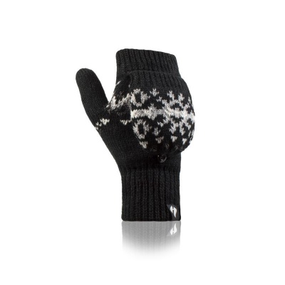 Heat Holders Ladies Black Jacquard Heather Converter Mittens