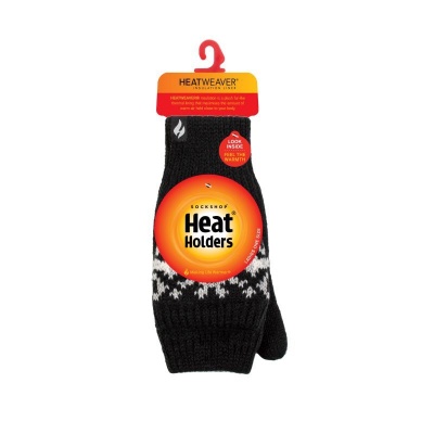 Heat Holders Ladies Black Jacquard Heather Converter Mittens