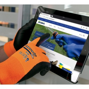 Juba H4120 Smart Tip Nylon Orange Safety Gloves with Nitrile Foam Coated Palms