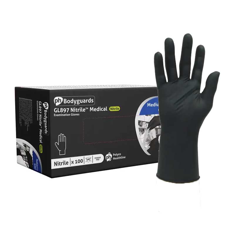 Kinco Nitrile Disposable Gloves X-Large Black Powder Free 40