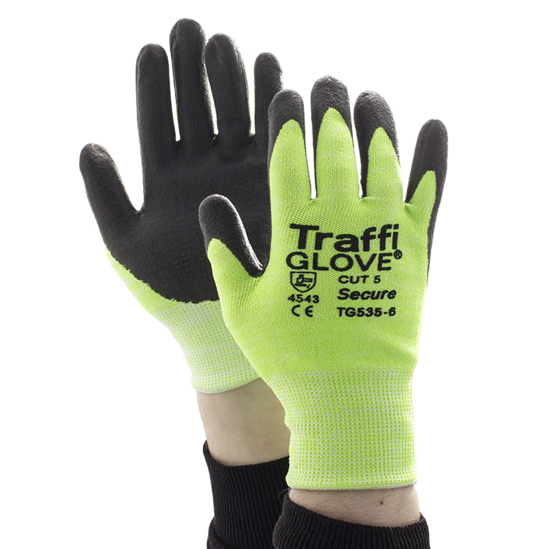 TraffiGlove TG535 Secure Nitrile Foam Plus Coating Cut Level 5 Safety ...