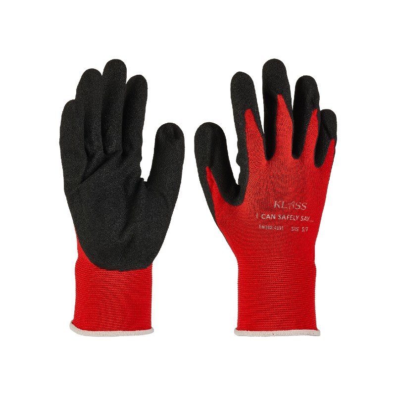 KLASS DEL 505 Sandy-Nitrile Grip Red Construction Gloves