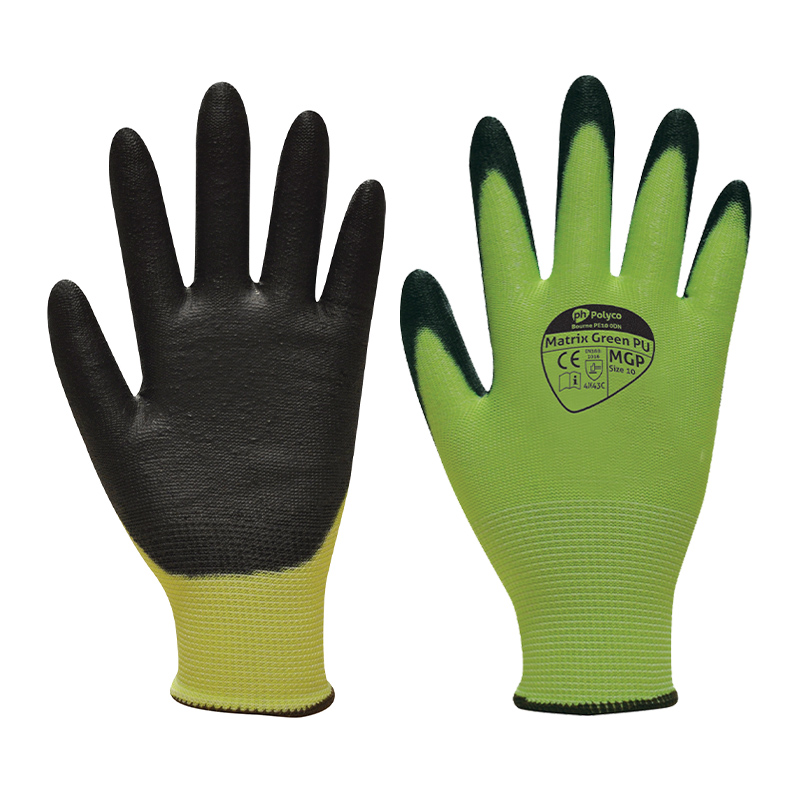 Polyco Green PU Cut Resistant Gloves MGP - SafetyGloves.co.uk