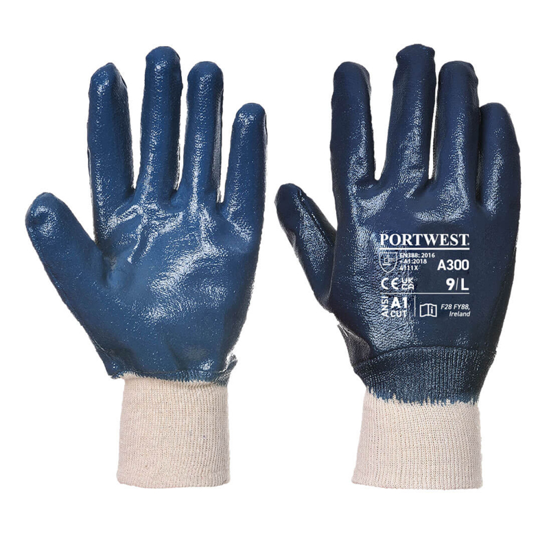 Portwest A300 Nitrile Knitwrist Handling Gloves