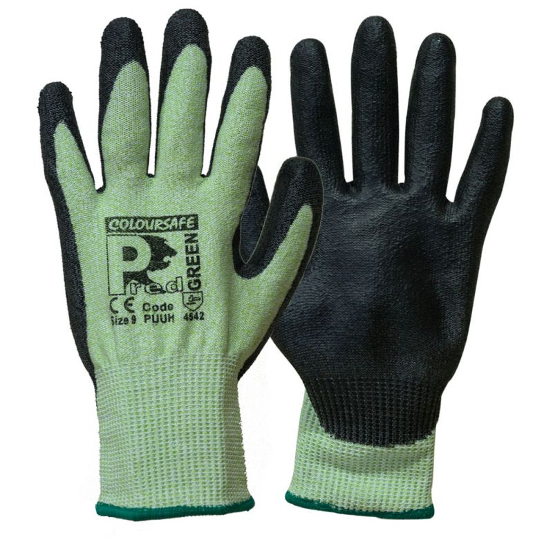 Predator Green Cut Level 5 Safety Gloves PUUH - SafetyGloves.co.uk