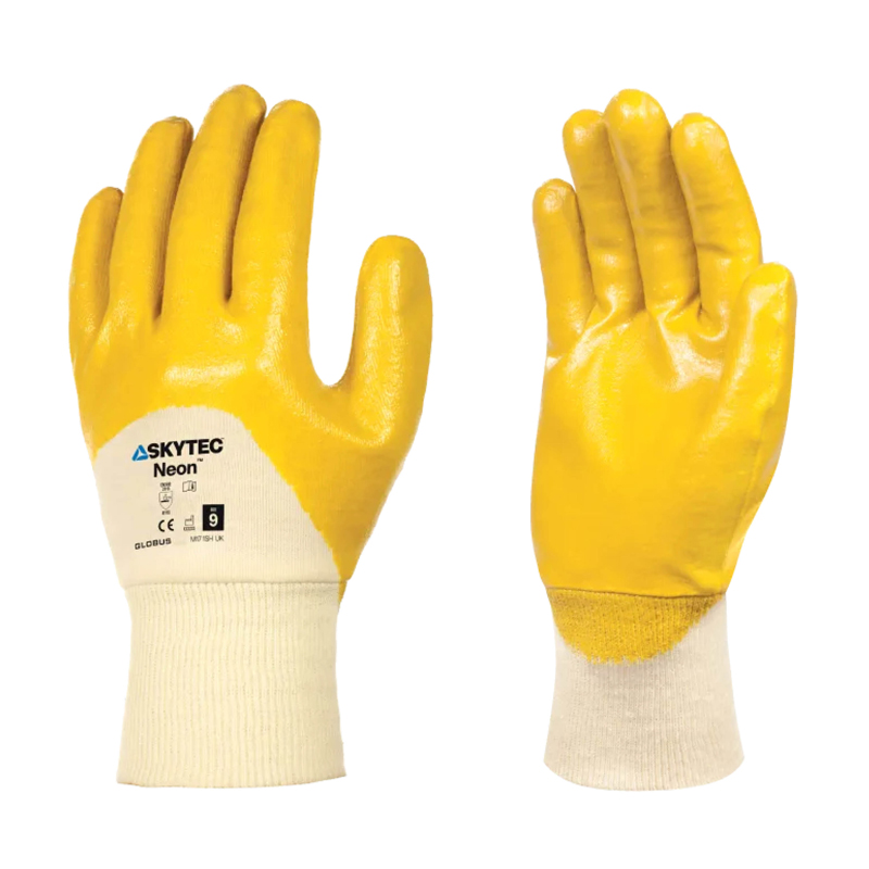 Skytec Neon Nitrile-Coated Hi-Vis Work Gloves