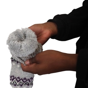 Heat Holders Ladies Light Grey Jacquard Heather Converter Mittens