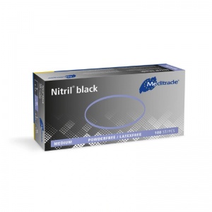 Meditrade Nitril Black Disposable Nitrile Examination Gloves (Box of 100)