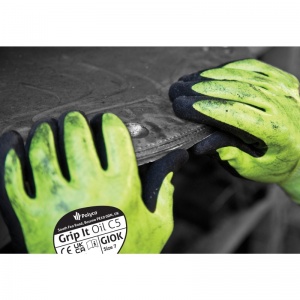 Polyco Grip It Oil C5 Hi-Vis Cut-Resistant Grip Gloves