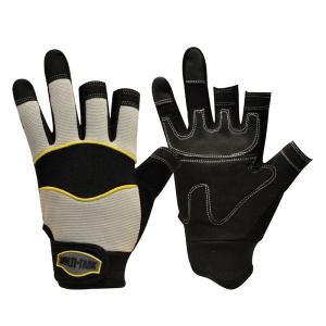 Polyco Multi-Task 3 Reinforced PVC Work Gloves with Three Open Fingers