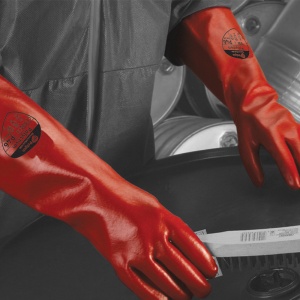 Polyco Polychem Heavyweight Red PVC Chemical Resistant Gauntlets