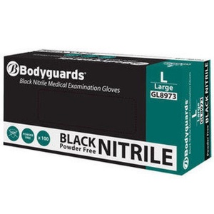 Bodyguards GL897 Black Nitrile Disposable Gloves (Case of 1000 Gloves)