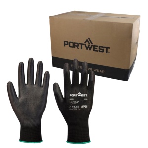 Portwest A120 Black PU Palm Gloves (Case of 288 Pairs)