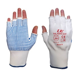 UCi NLNW-DF Low-Lint White Fingerless Work Gloves with PVC Palm Dots