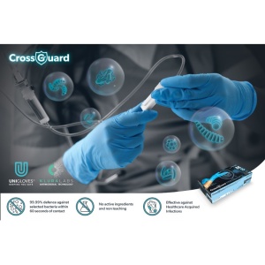 Unigloves CrossGuard GM010X Antimicrobial Disposable Nitrile Gloves (Box of 100)