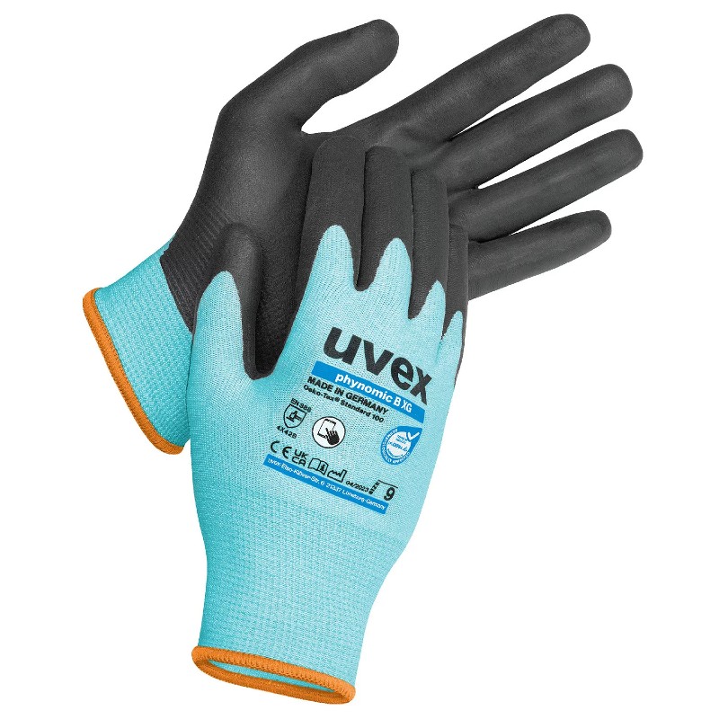 Uvex 60044 Phynomic B XG Oil Grip Cut Level B Work Gloves