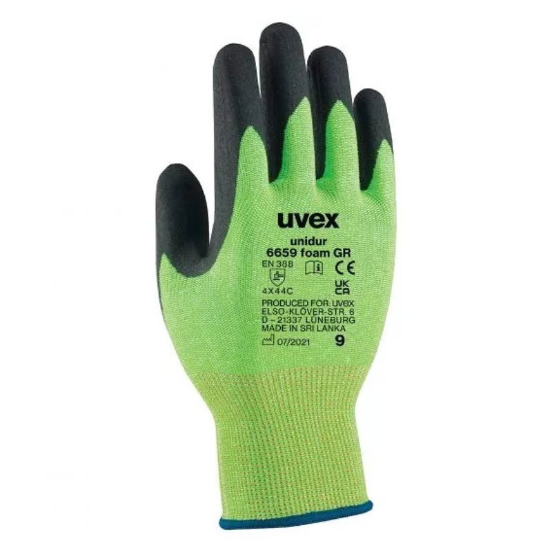 Uvex Unidur 6659 Green Foam Level C Cut-Resistant Handling Gloves